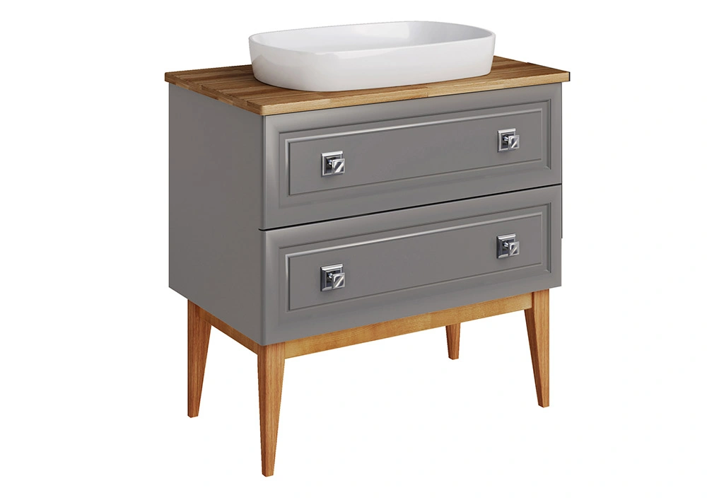 Мебель для ванной ASB Woodline Каталина 80 комплект, подвесной, grey, хром от магазина Vanna-Vanna.ru!