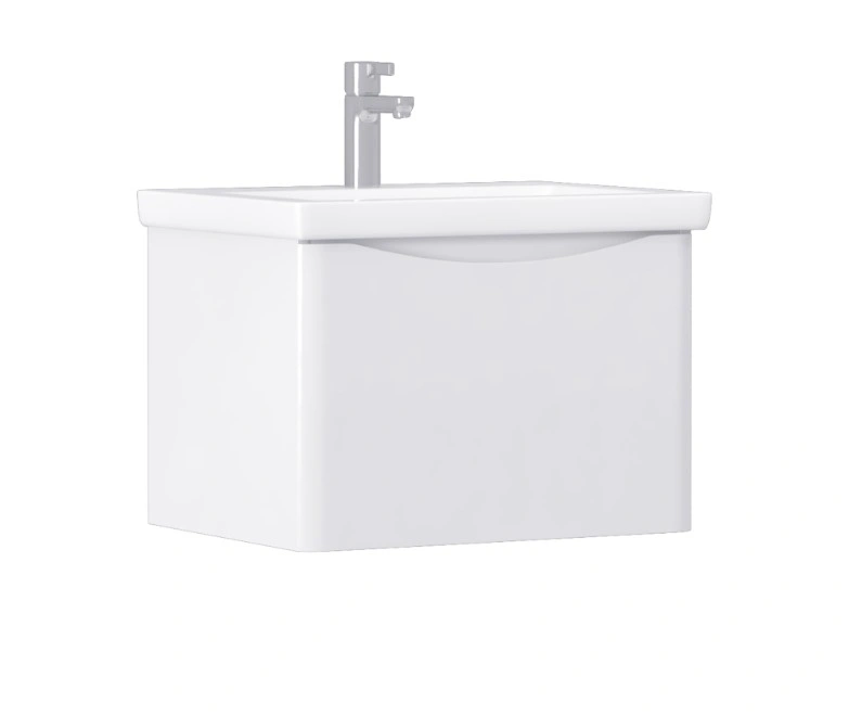 Тумба подвесная Vigo Glem 600-0-1 с раковиной Como 60, 1 ящик, белый от магазина Vanna-Vanna.ru!