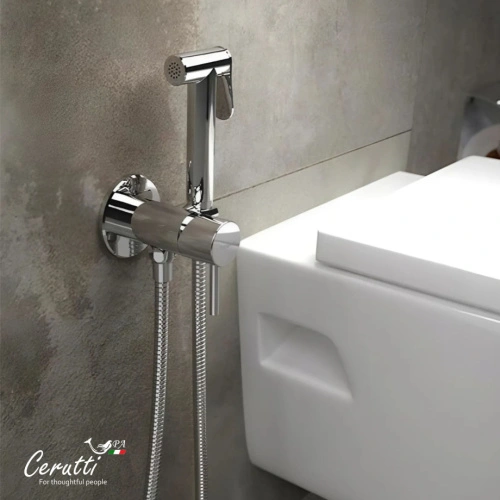 Смеситель с гигиеническим душем Ceruttispa Брайс SH (BRAIES SH) из латуни с шлангом 120 см, цвет хром от магазина Vanna-Vanna.ru!