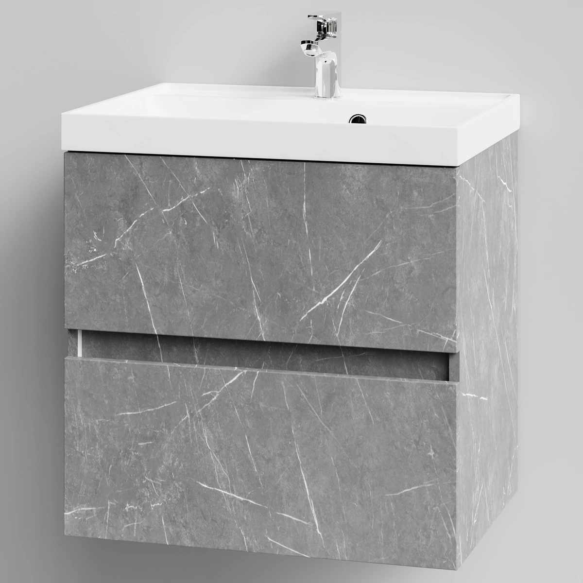 Тумба с раковиной Vod-ok Бест 60  подвесная, Мрамор Серый софт тач от магазина Vanna-Vanna.ru!