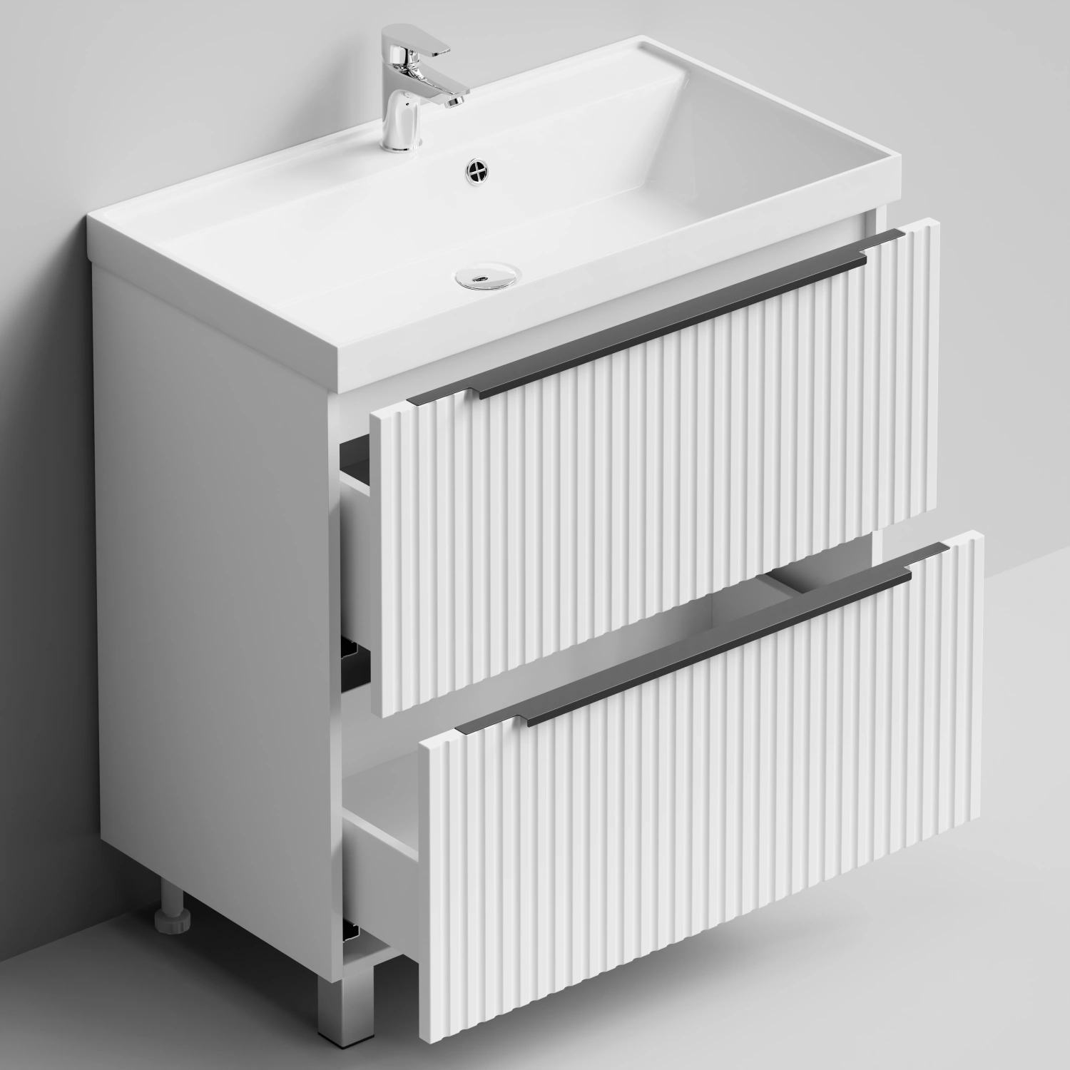 Тумба с раковиной Vod-ok Дольче 80 2 ящика, напольная, белая + 13 цветов от магазина Vanna-Vanna.ru!