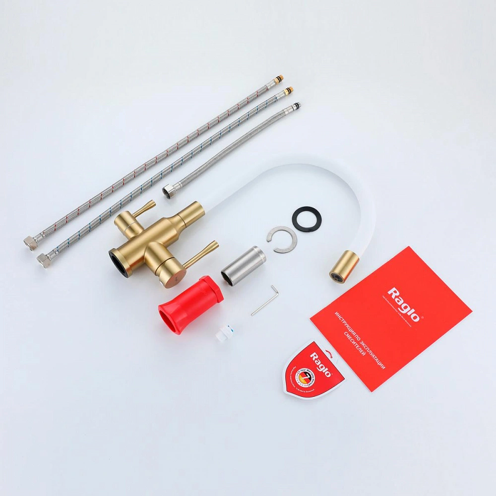 Смеситель для кухни с подключением фильтра Raglo R81.64.03, золотой сатин