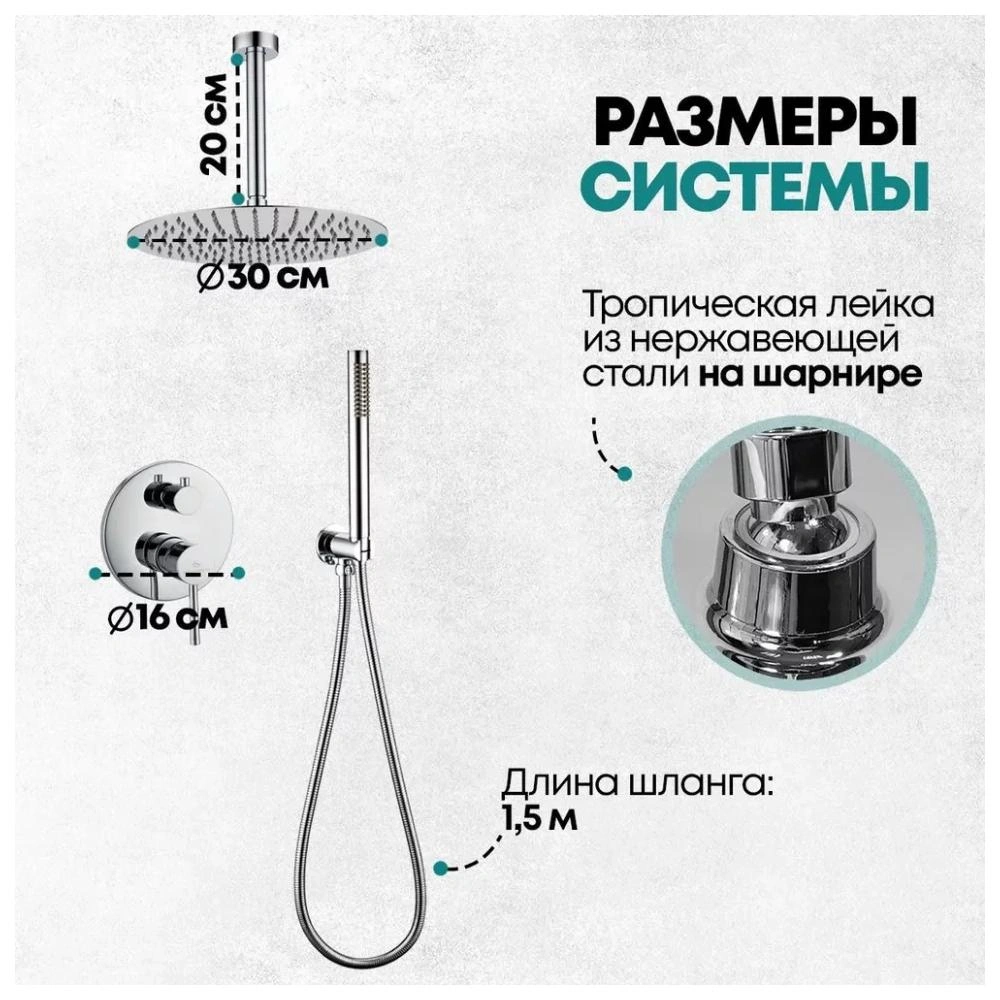 Душевая система встраиваемая (без излива) Grocenberg GB5099CR-4, хром от магазина Vanna-Vanna.ru!