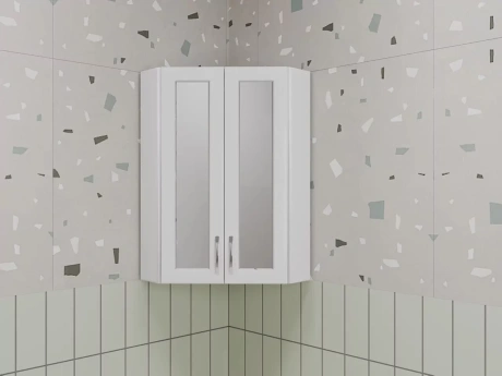 Шкаф навесной Style Line 45 угловой, с зеркалом, белый