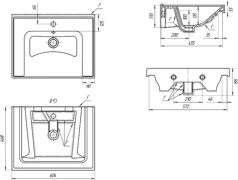 Тумба с раковиной подвесная Dreja Prime 60 см, белый от магазина Vanna-Vanna.ru!