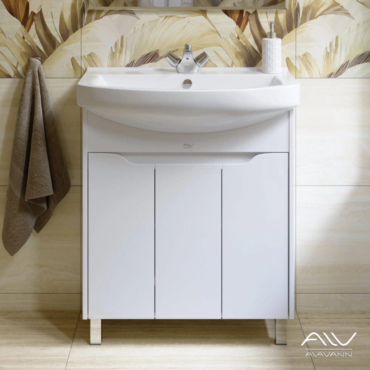 Мебель для ванной Alavann Crystal 75 комплект, напольный, белый от магазина Vanna-Vanna.ru!