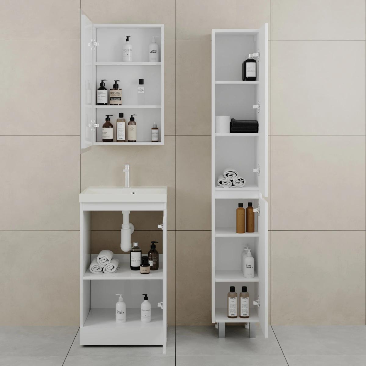 Тумба напольная Style Line Батлер 50 с раковиной Asti 50 жасмин, антискрейтч белый глянец от магазина Vanna-Vanna.ru!