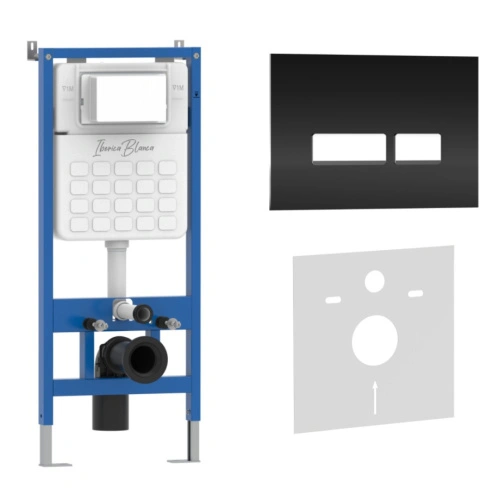 Комплект 2в1 IBERICA BLANCA инсталляция SILENCIO, кнопка смыва CRYSTAL-R черный (IB001.2211) от магазина Vanna-Vanna.ru!