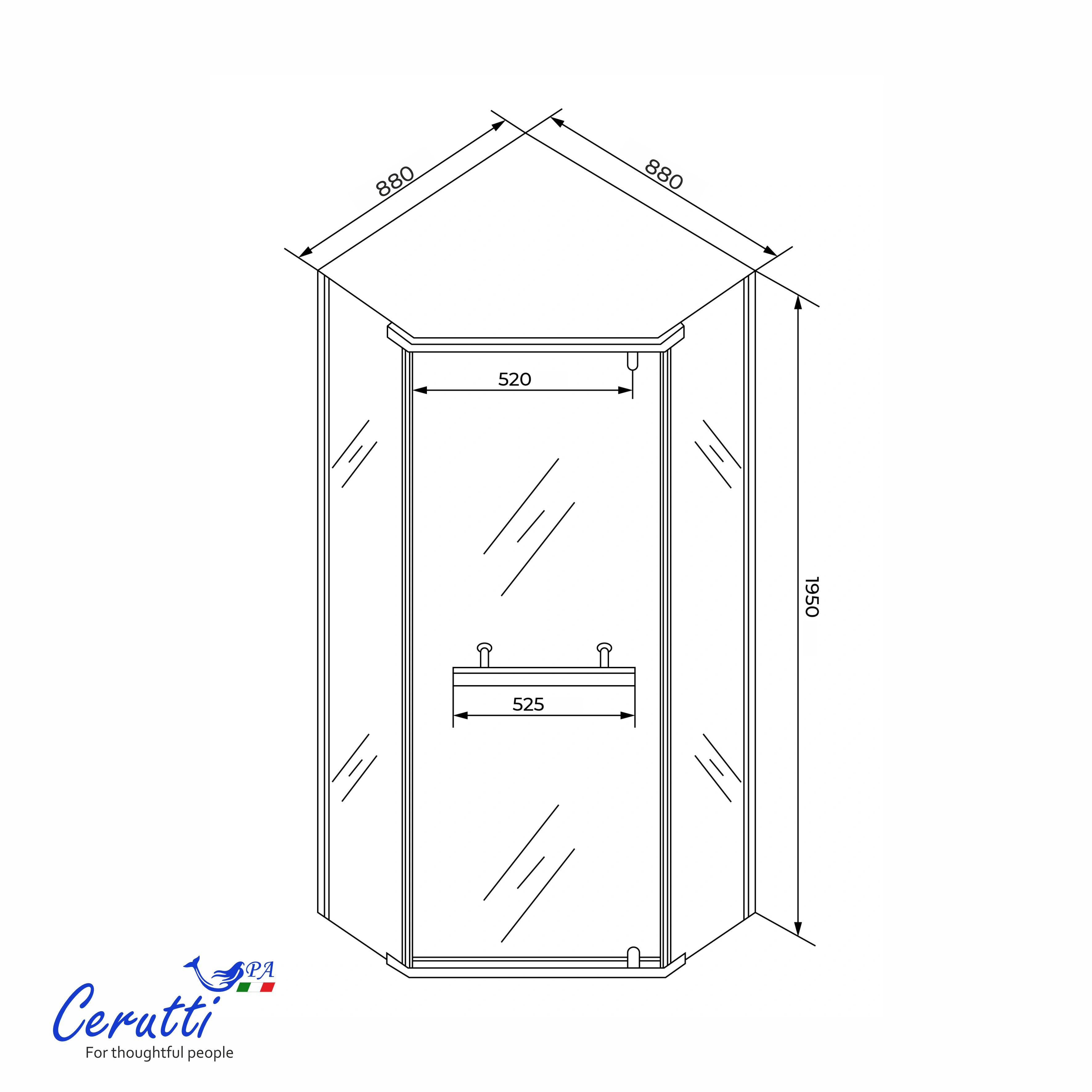 Душевое ограждение Ceruttispa ЧИКА (CHIKA) ZP91BF (90x90x195) от магазина Vanna-Vanna.ru!
