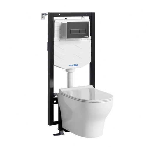 Унитаз подвесной WasserKRAFT 56TLT.010.ME.MB03.H001 с инсталляцией и кнопкой, белый от магазина Vanna-Vanna.ru!