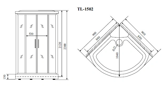 Душевая кабина Timo Lux TL-1502 90*90*230, турецкая баня хамам от магазина Vanna-Vanna.ru!