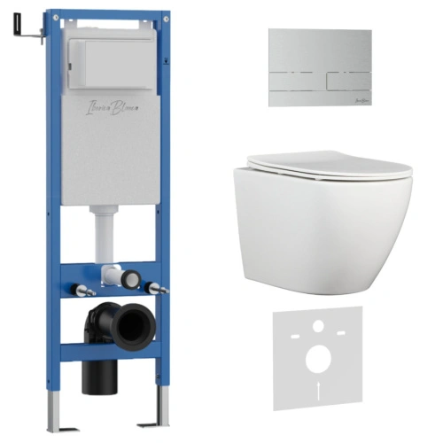 Комплект 3в1 IBERICA BLANCA инсталляция SILENCIO MINI, унитаз BILBAO ALTO белый, кнопка смыва INOX-S хром матовый (IB.001M.BLA.231.1601) от магазина Vanna-Vanna.ru!