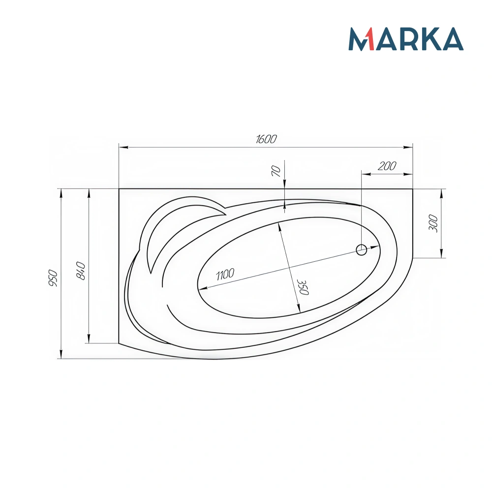 Ванна 1Marka JULIANNA 160*95 R Комплект Премиум