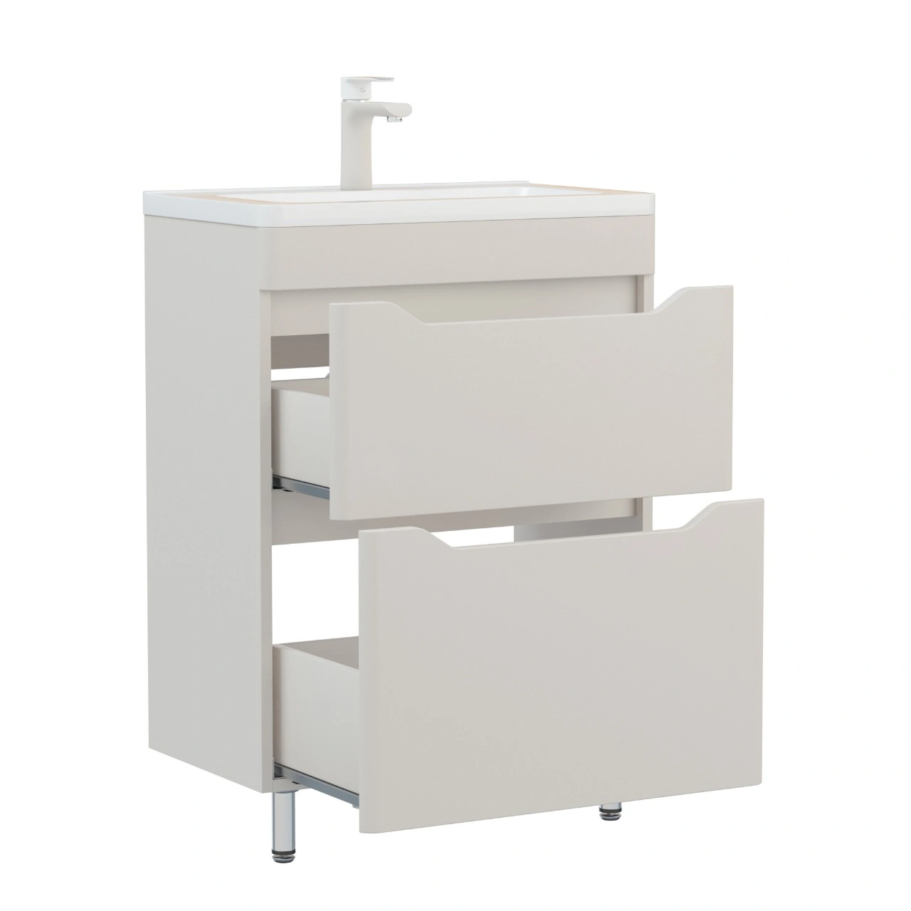 Тумба напольная Corozo Бирма 60 Z2, кашемир, с раковиной Modul Slim 60 от магазина Vanna-Vanna.ru!