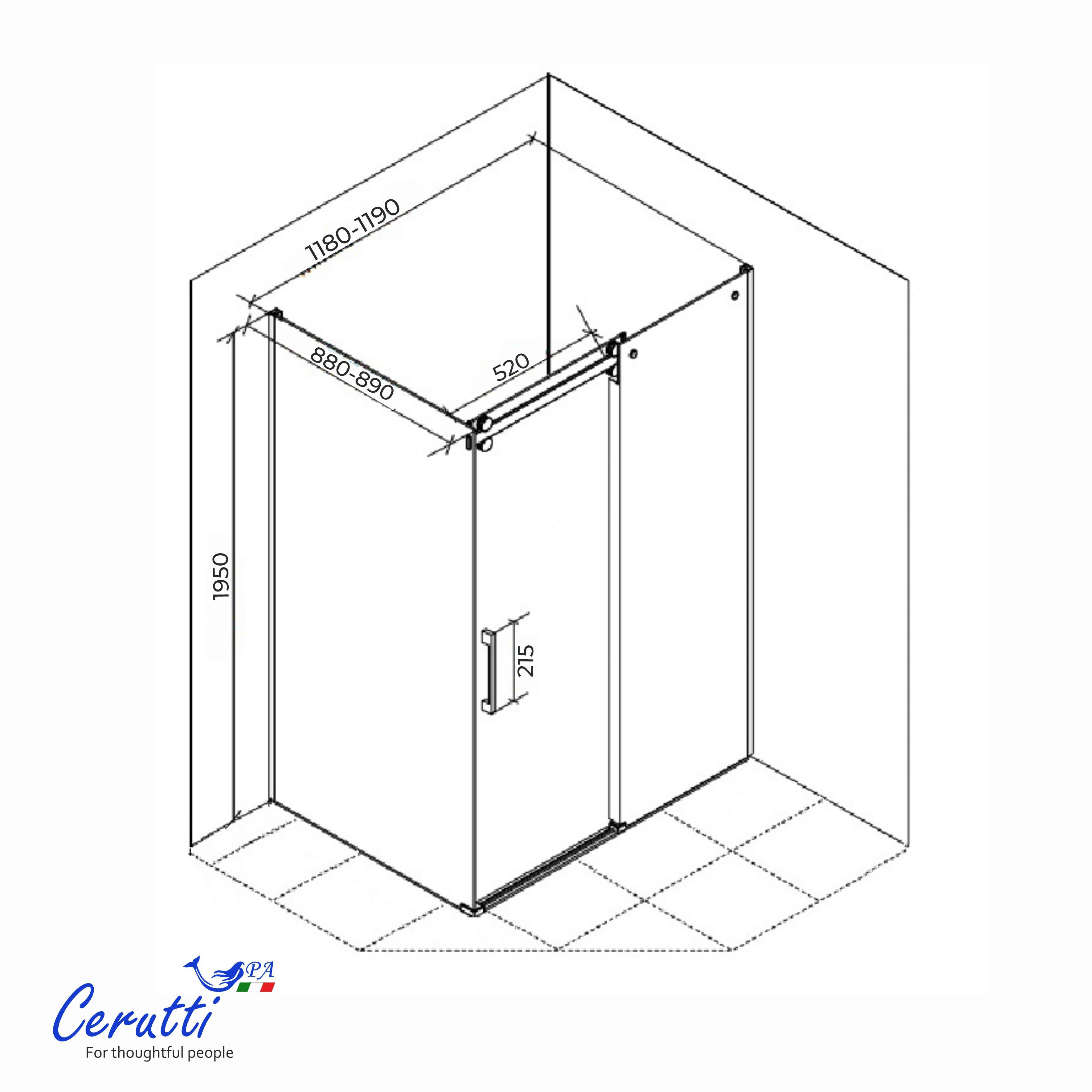 Душевое ограждение Ceruttispa ЧЕЗАС (CEZA'S) 120BF R (120x90x195) от магазина Vanna-Vanna.ru!
