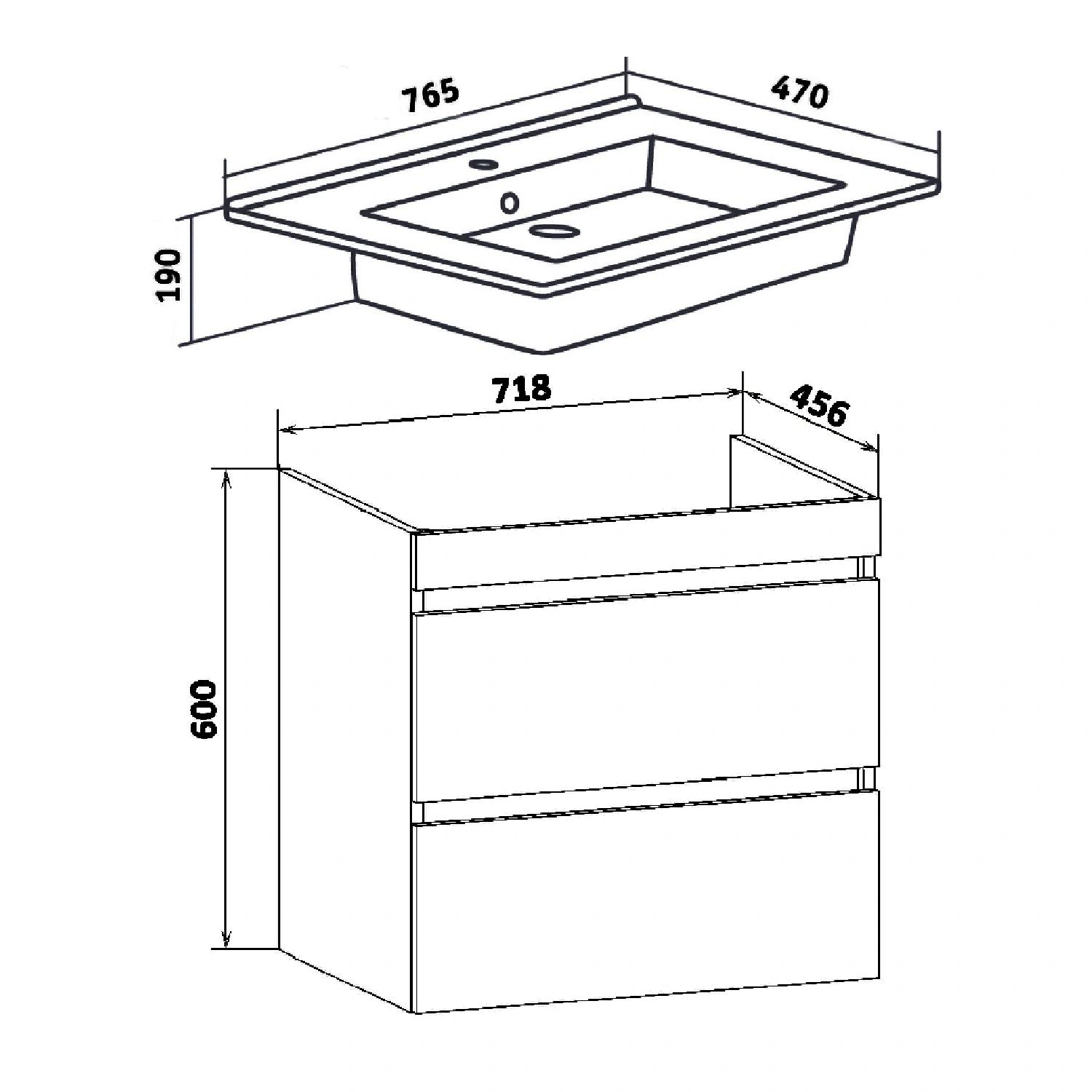 Тумба подвесная Runo Манхэттен 75 с раковиной Оскар 75, серый бетон/белый