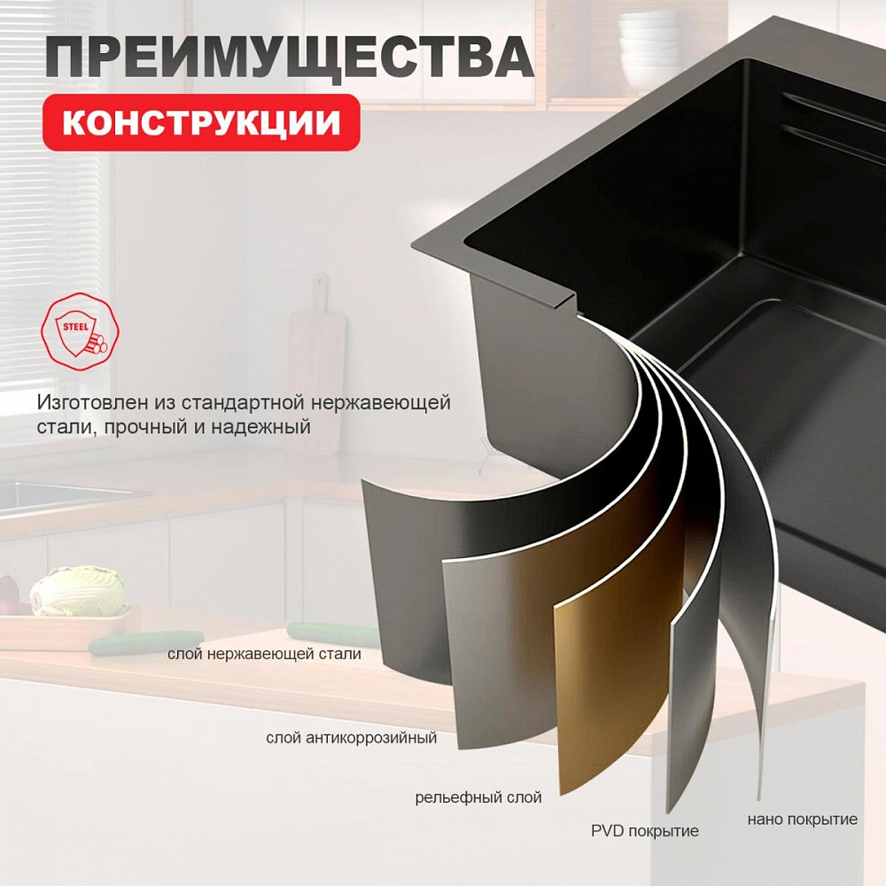 Кухонная мойка Raglo R702.7246.09, комплект, графит от магазина Vanna-Vanna.ru!