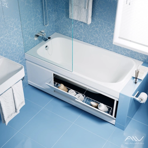 Экран под ванну Alavann Soft 160 откидной белый от магазина Vanna-Vanna.ru!