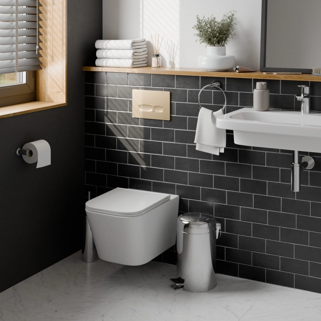 Комплект 2в1 IBERICA BLANCA инсталляция SILENCIO MINI, кнопка смыва ESTI-R золото матовое (IB.001M.215)