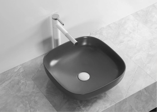 Раковина Ceruttispa CR2677 накладная, черный матовый, квадратная 420х420х140 от магазина Vanna-Vanna.ru!