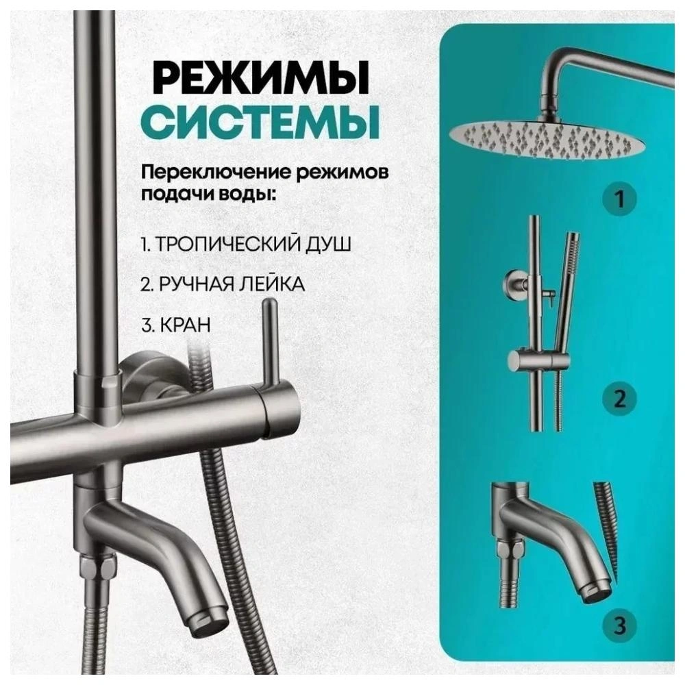 Душевая система Grocenberg GB7099NK, никель от магазина Vanna-Vanna.ru!