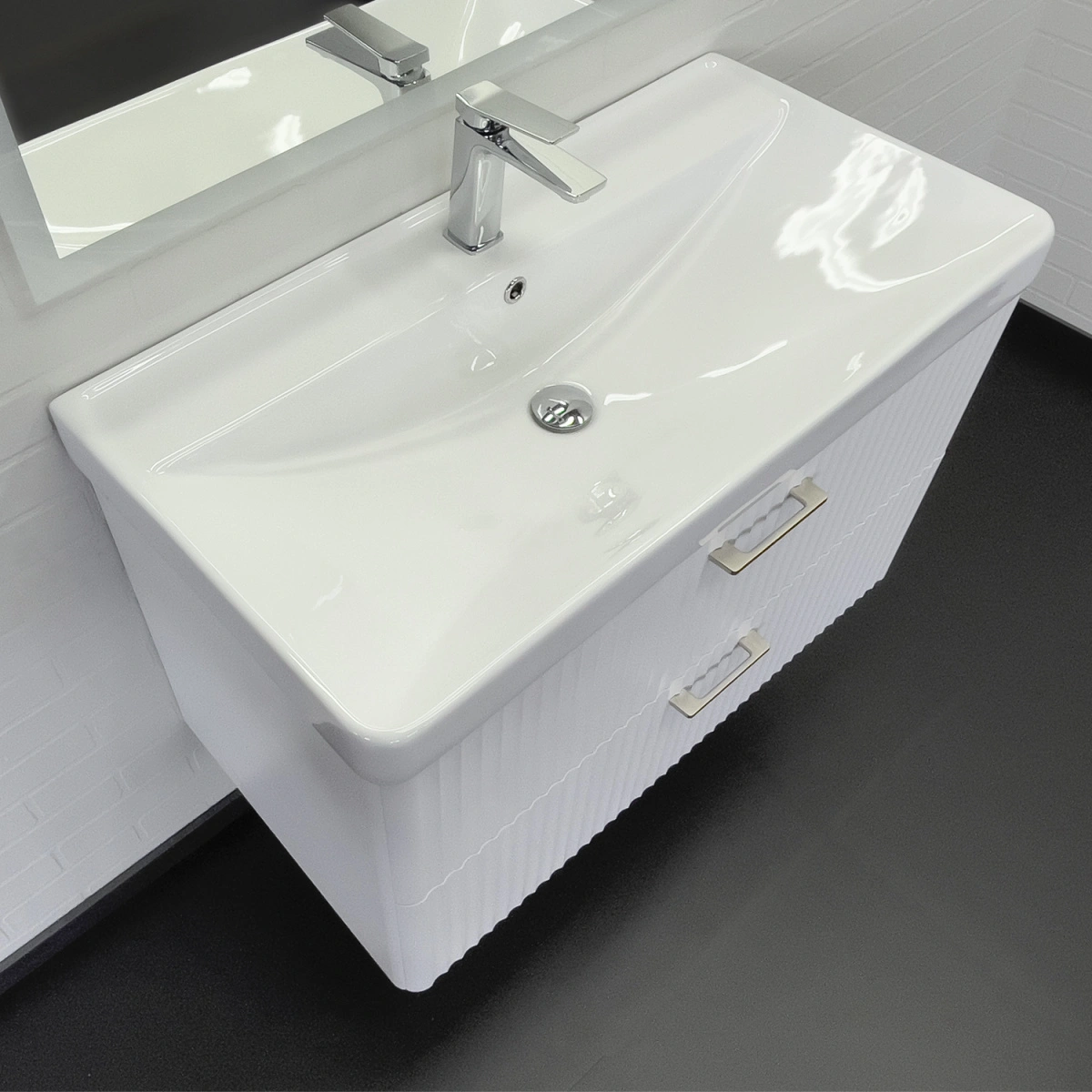 Тумба подвесная Comforty Ангара-90П белый матовый c раковиной Comforty 4490 от магазина Vanna-Vanna.ru!