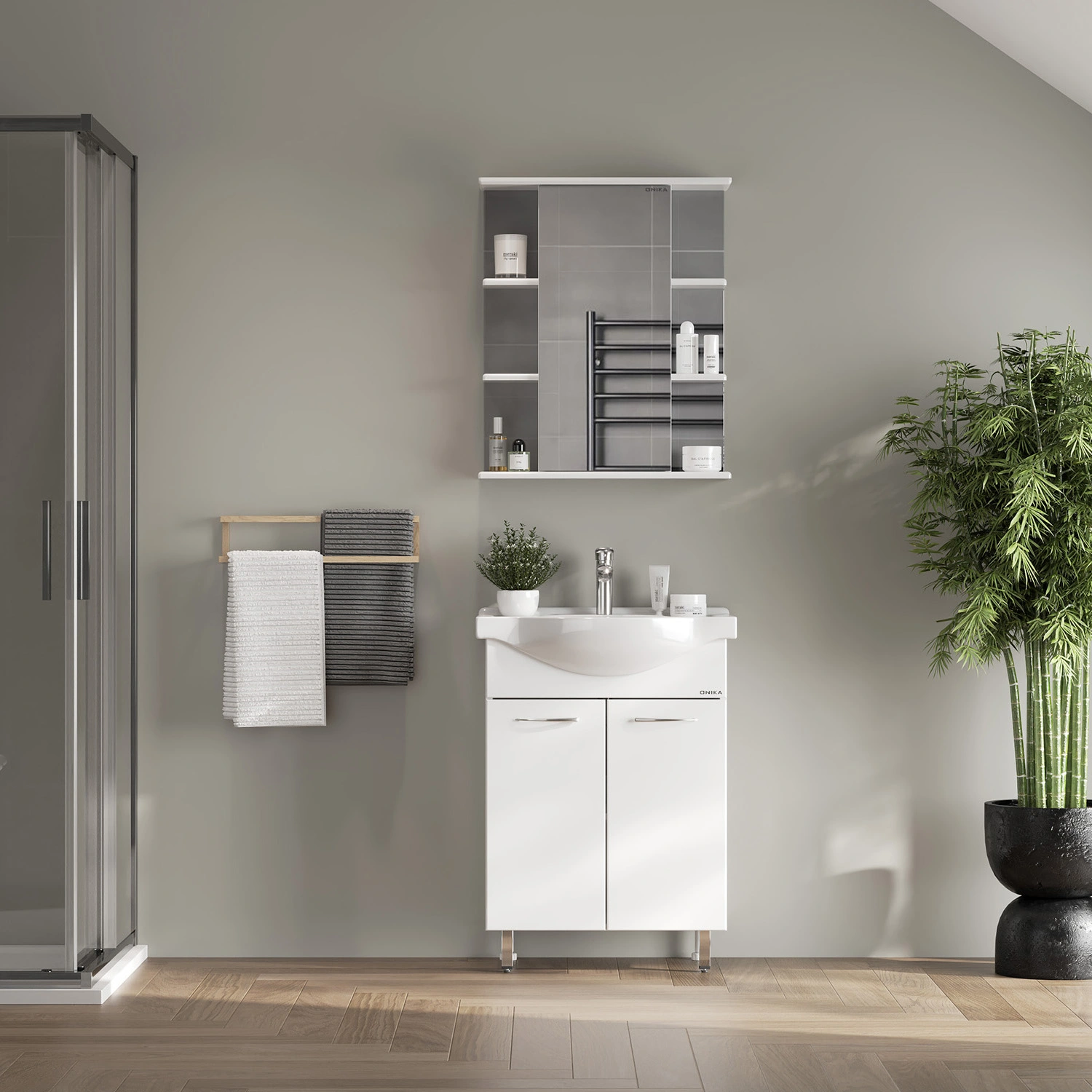 Зеркало-шкаф Onika Глория 55.00 L/R универсальное, белый