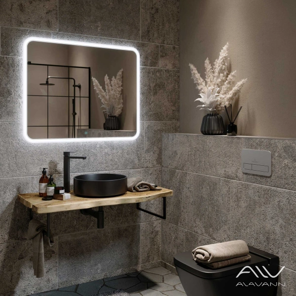 Зеркало Alavann Anna 100 свет, сенсор, антизапотевание, белый от магазина Vanna-Vanna.ru!