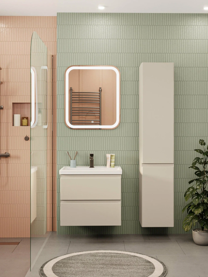 Тумба подвесная SanStar Riana 50 с раковиной Moduo 50, cappuccino от магазина Vanna-Vanna.ru!