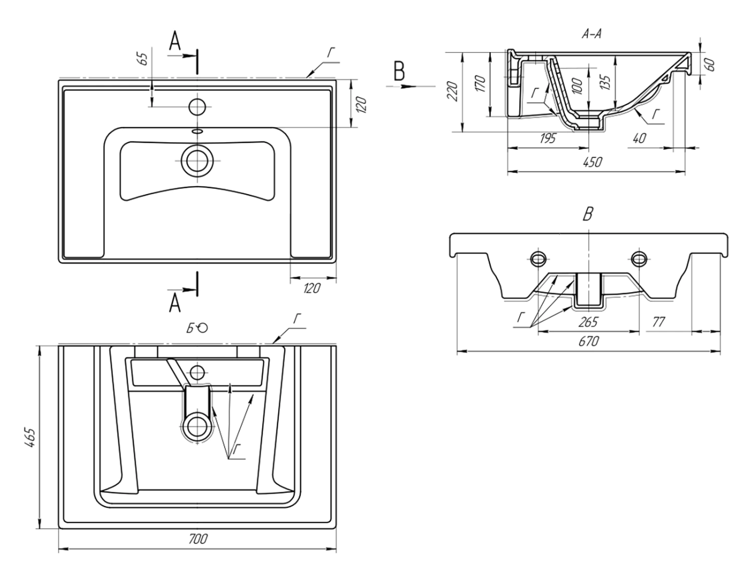 Тумба с раковиной Brevita Dallas 70 подвесная, дуб галифакс от магазина Vanna-Vanna.ru!