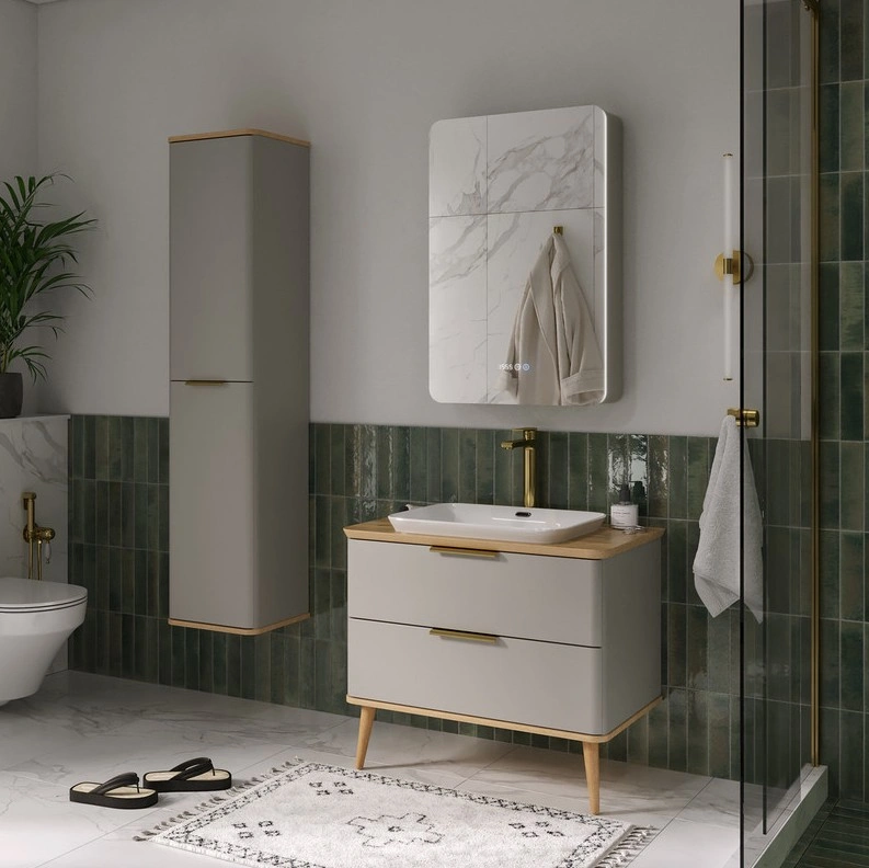 Зеркало-шкаф EQUIL Desert 57 с подсветкой, L, амарок