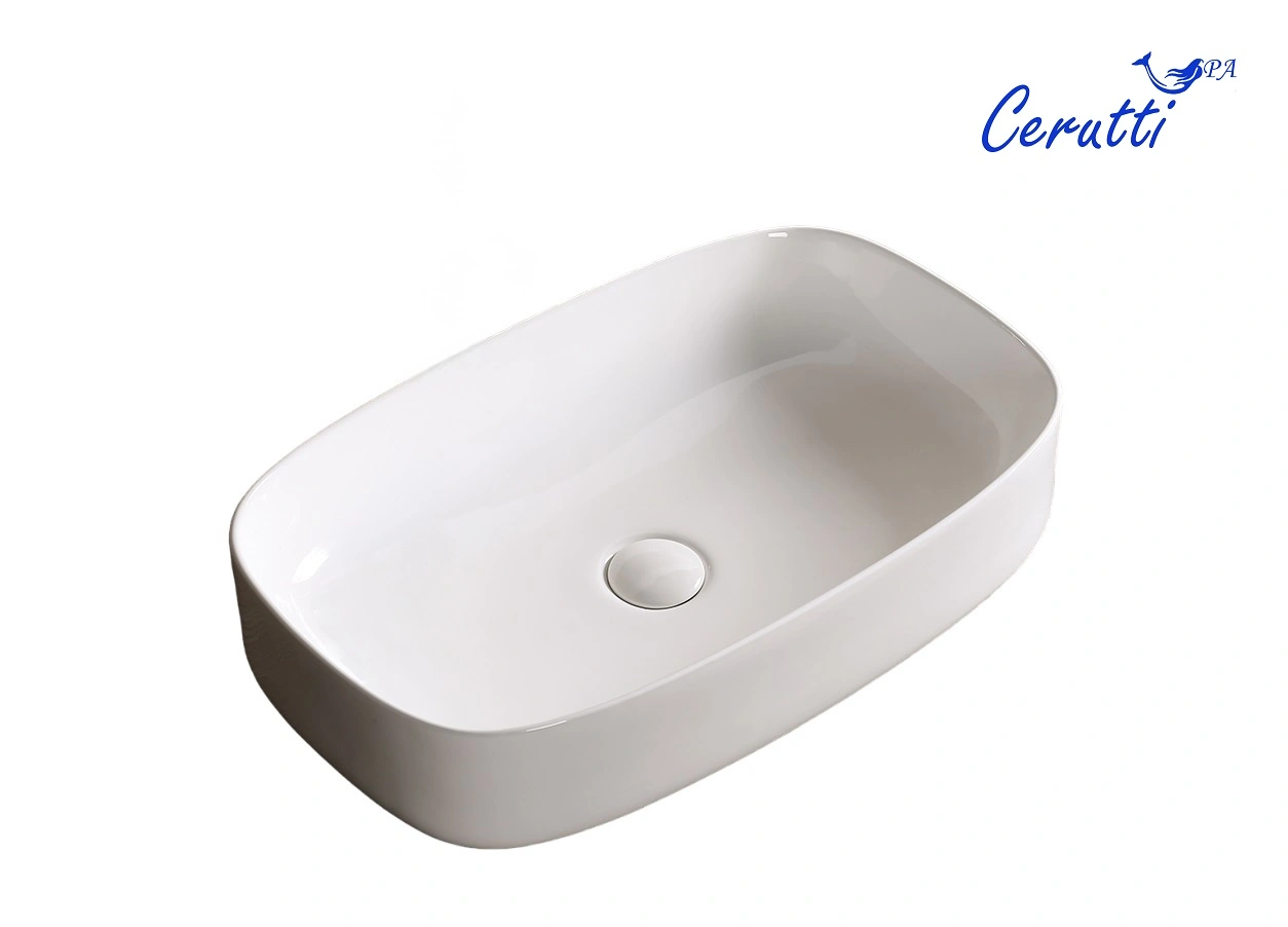 Раковина Ceruttispa CR0045 накладная, белая, прямоугольная 590х370х130 от магазина Vanna-Vanna.ru!