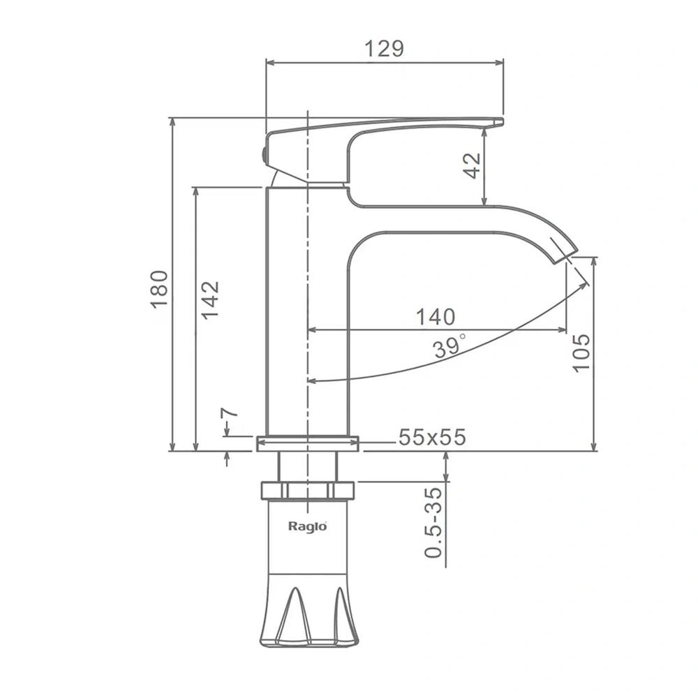 Смеситель для раковины Raglo R02.10.23, золото от магазина Vanna-Vanna.ru!