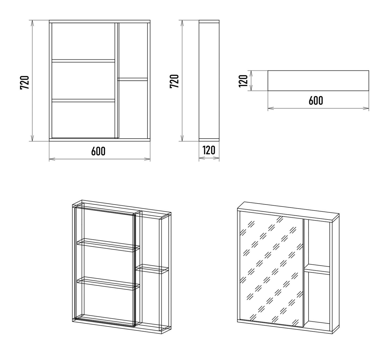 Зеркало-шкаф Misty Ненси 60 универсальный, антрацит от магазина Vanna-Vanna.ru!