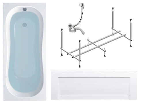 Комплект (4в1) Акриловая ванна TIMO INKA1770 170*70*580+каркас+слив-перелив+фронтальная панель