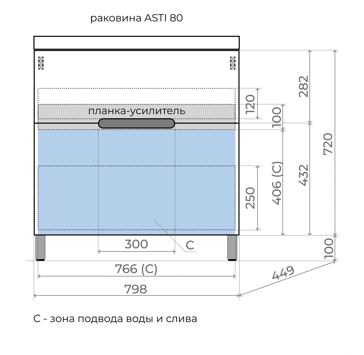 Тумба напольная Style Line "Матис 80" с раковиной ASTI 80 белый, (2 ящика), Олива от магазина Vanna-Vanna.ru!
