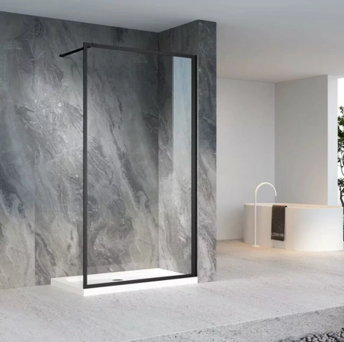 Душевая перегородка Veconi Korato KR-81B, 800x2000, черный матовый, стекло прозрачное от магазина Vanna-Vanna.ru!