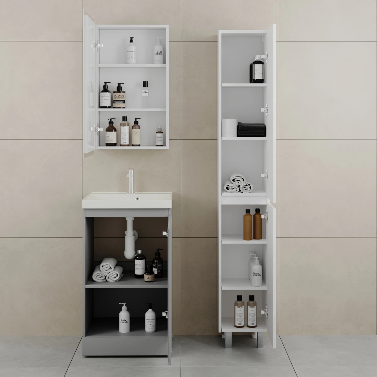 Тумба напольная Style Line Батлер 50 с раковиной Asti 50 жасмин, антискрейтч серый от магазина Vanna-Vanna.ru!