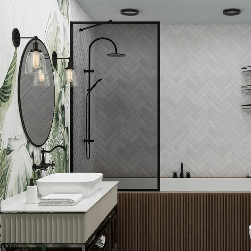 Шторка на ванну Veconi Palau PL-85B, 80x150, черный матовый, стекло тонированное от магазина Vanna-Vanna.ru!