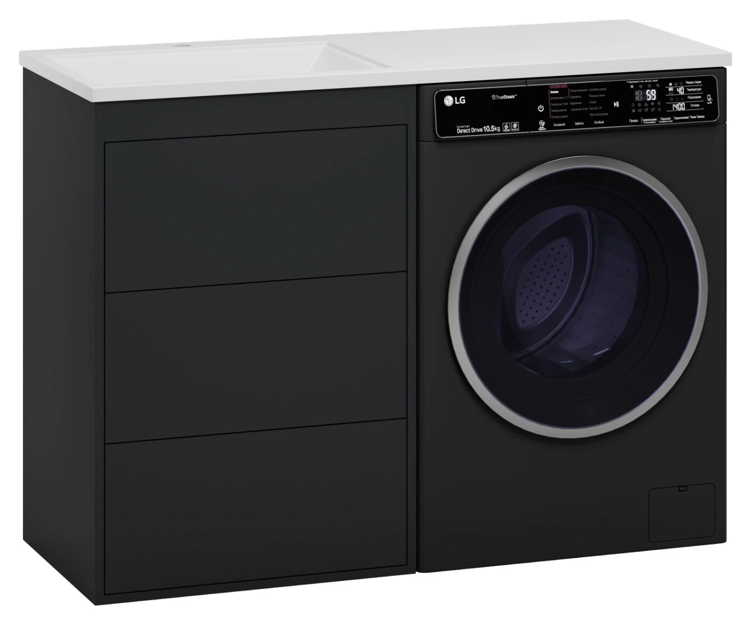 Тумба с раковиной Brevita Grafit 60 под стиральную машину, с раковиной Эстет Даллас 120 R, графит от магазина Vanna-Vanna.ru!