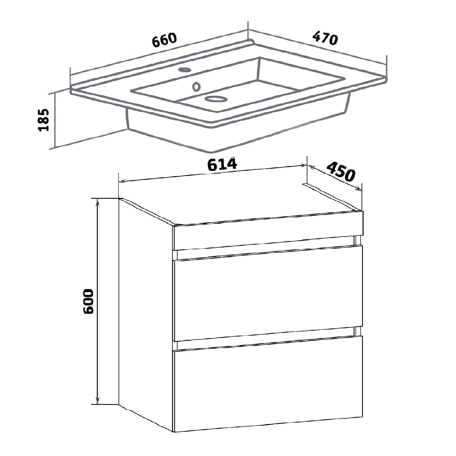Тумба подвесная Runo Манхэттен 65 с раковиной Оскар 65, серый бетон/белый от магазина Vanna-Vanna.ru!