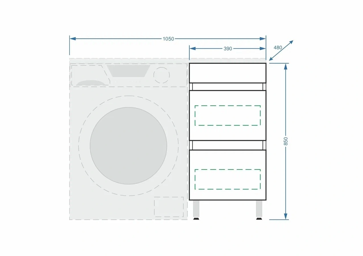 Тумба напольная Stella Polar Мадлен 105 с раковиной Мадлен 105, L, 2 ящика, белый