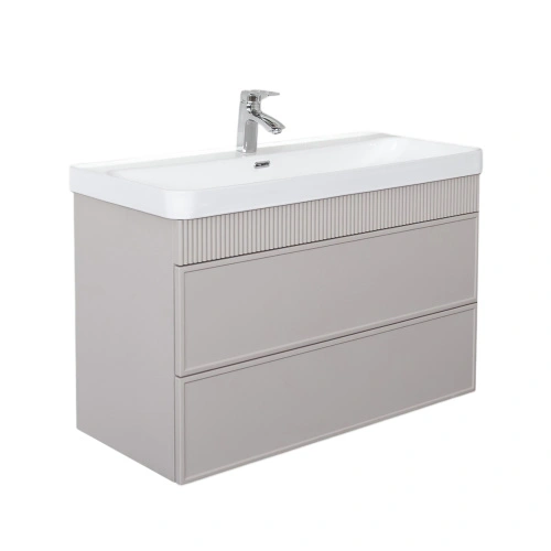 Тумба подвесная Comforty Мадрид 100М2(Н) серый шёлк с раковиной CF19595BX-100 от магазина Vanna-Vanna.ru!