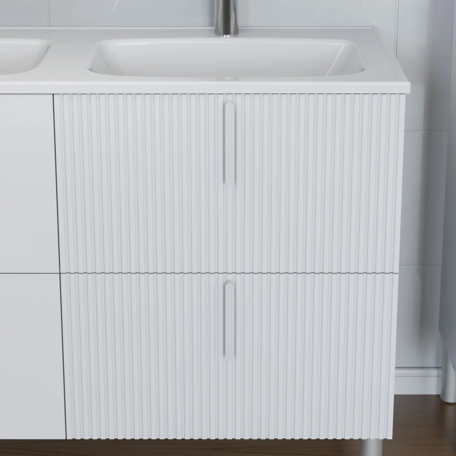 Тумба напольная Санта Вега 120 с двойной раковиной Венера 120, 4 ящика, белый от магазина Vanna-Vanna.ru!