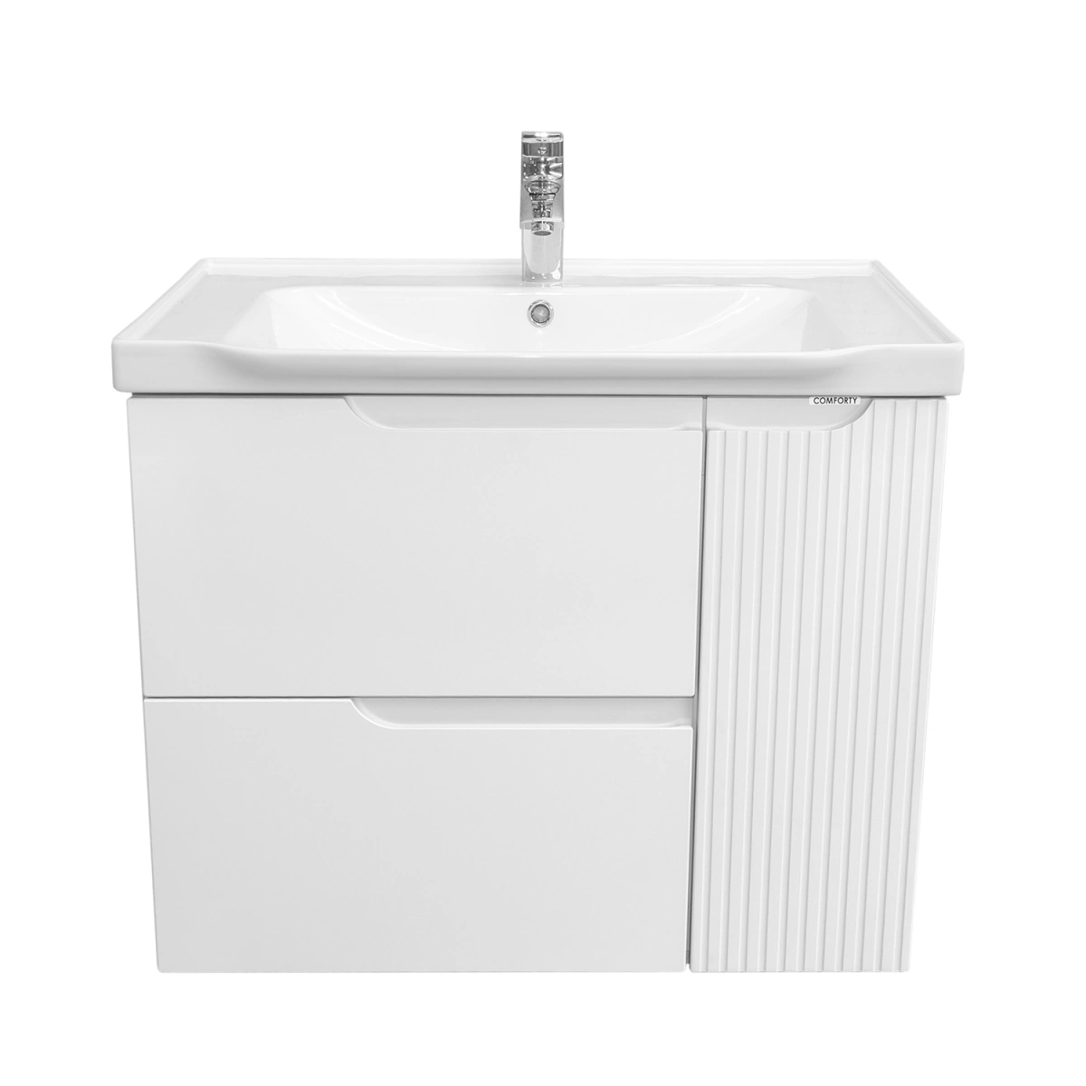 Тумба подвесная Comforty Сидней-80 белый матовый с раковиной CF188057-80 от магазина Vanna-Vanna.ru!