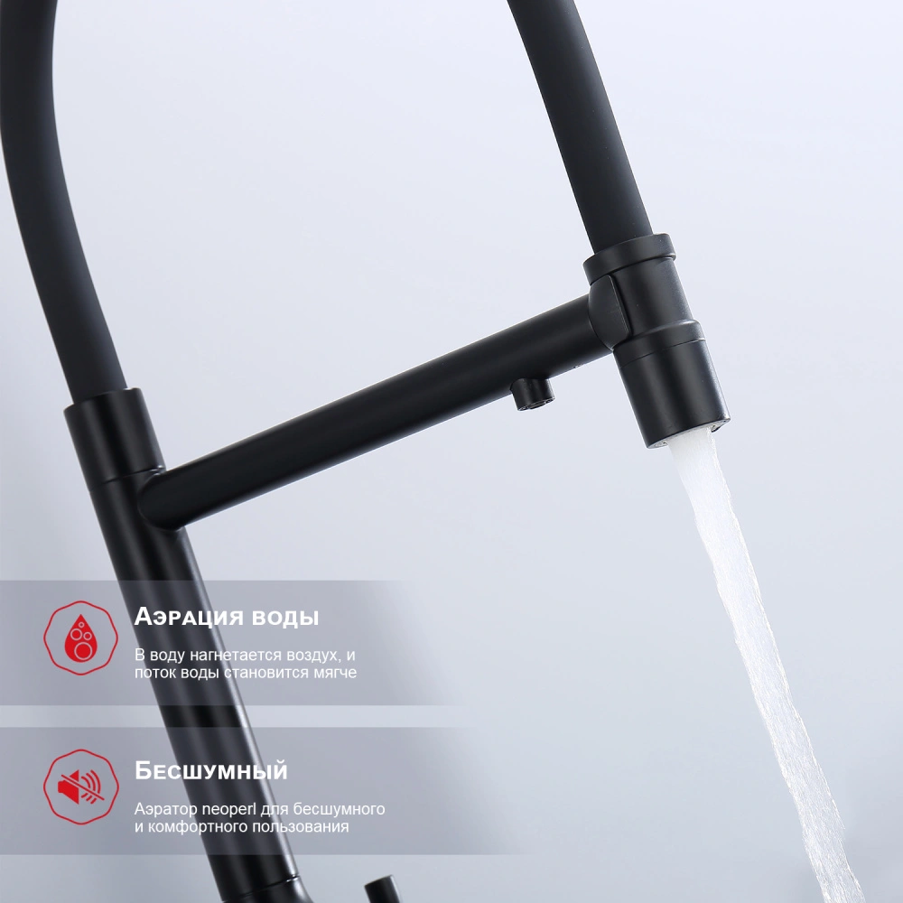 Смеситель для кухни с подключением фильтра Raglo R81.63.06, черный от магазина Vanna-Vanna.ru!