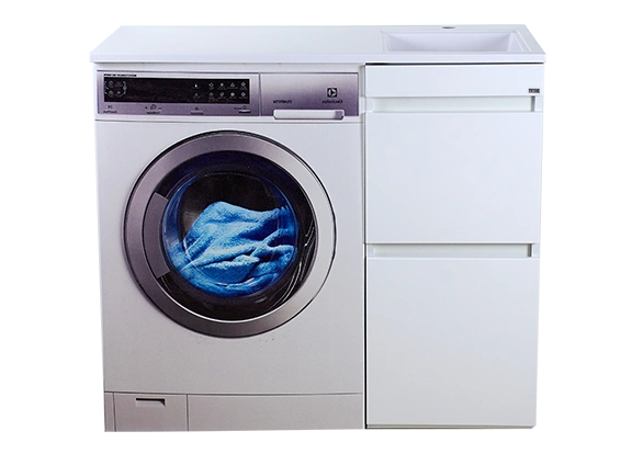 Тумба с раковиной Misty Фостер 40 с 2 ящиками, под стиральную машину, с раковиной Misty Гавана 100 R, белый от магазина Vanna-Vanna.ru!