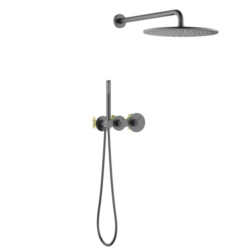 Душевая система встроенная с термостатом Timo Saona SX-2359/18SM черное золото от магазина Vanna-Vanna.ru!