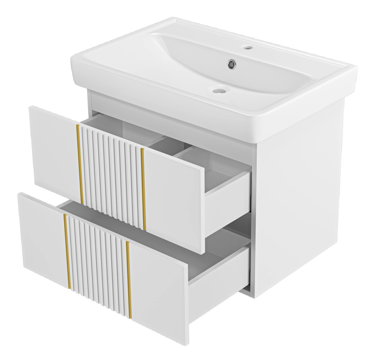 Тумба с раковиной Brevita Vega 70 подвесная, белый/патина золото