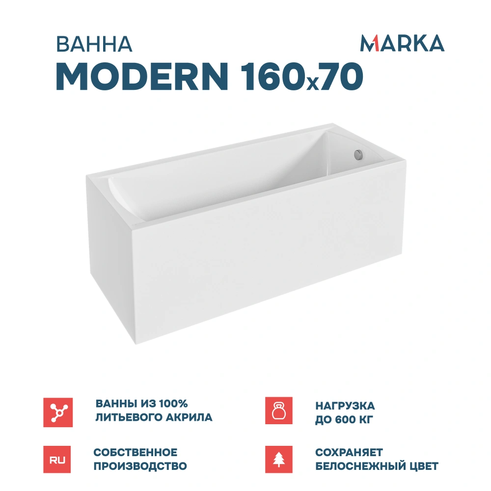 Ванна 1Marka MODERN 160*70 Комплект Стандарт 2+ от магазина Vanna-Vanna.ru!
